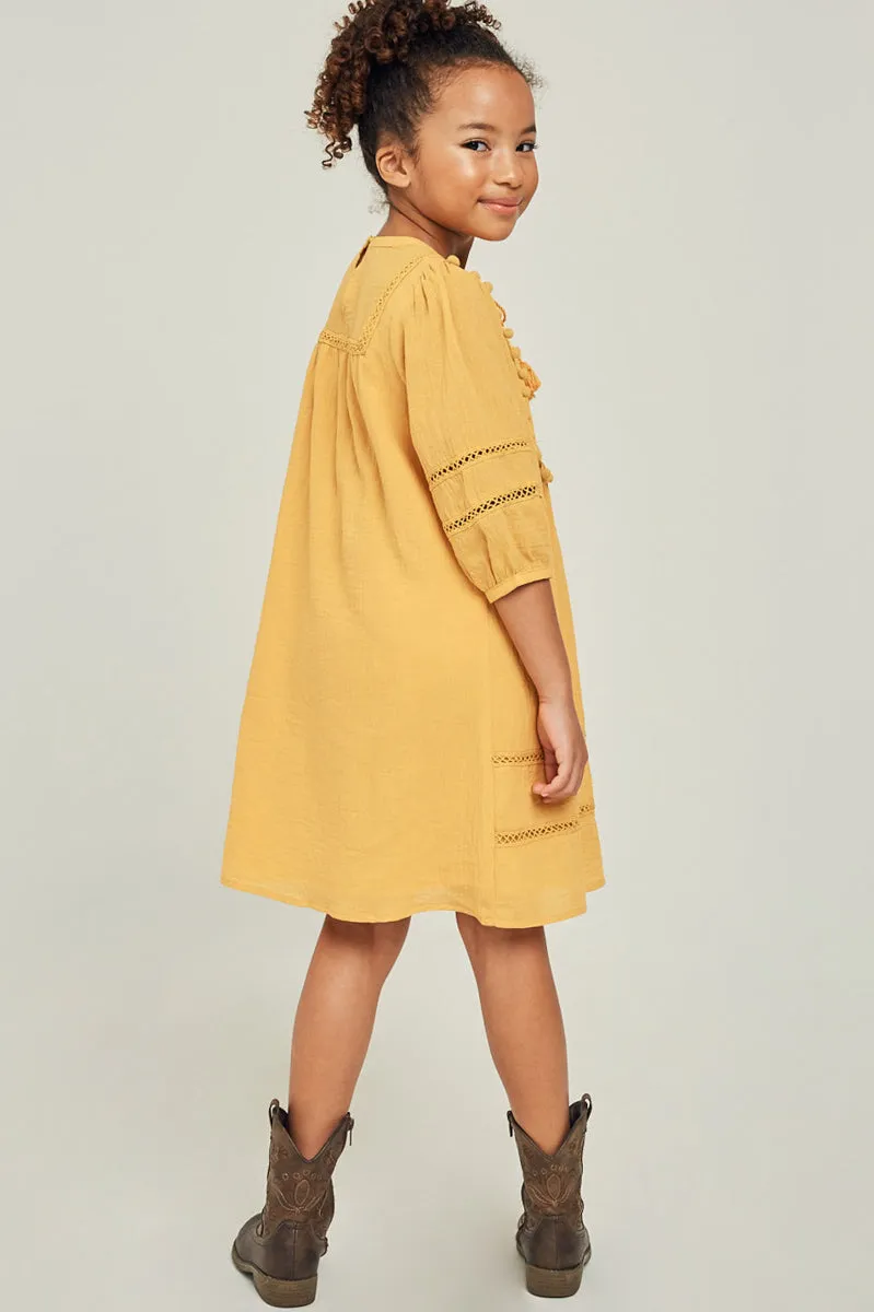 Pom-Pom Peasant Mini Dress