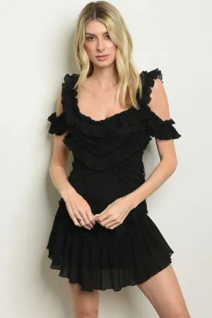 PRE-ORDER || Cold Shoulder Ruffle Dress