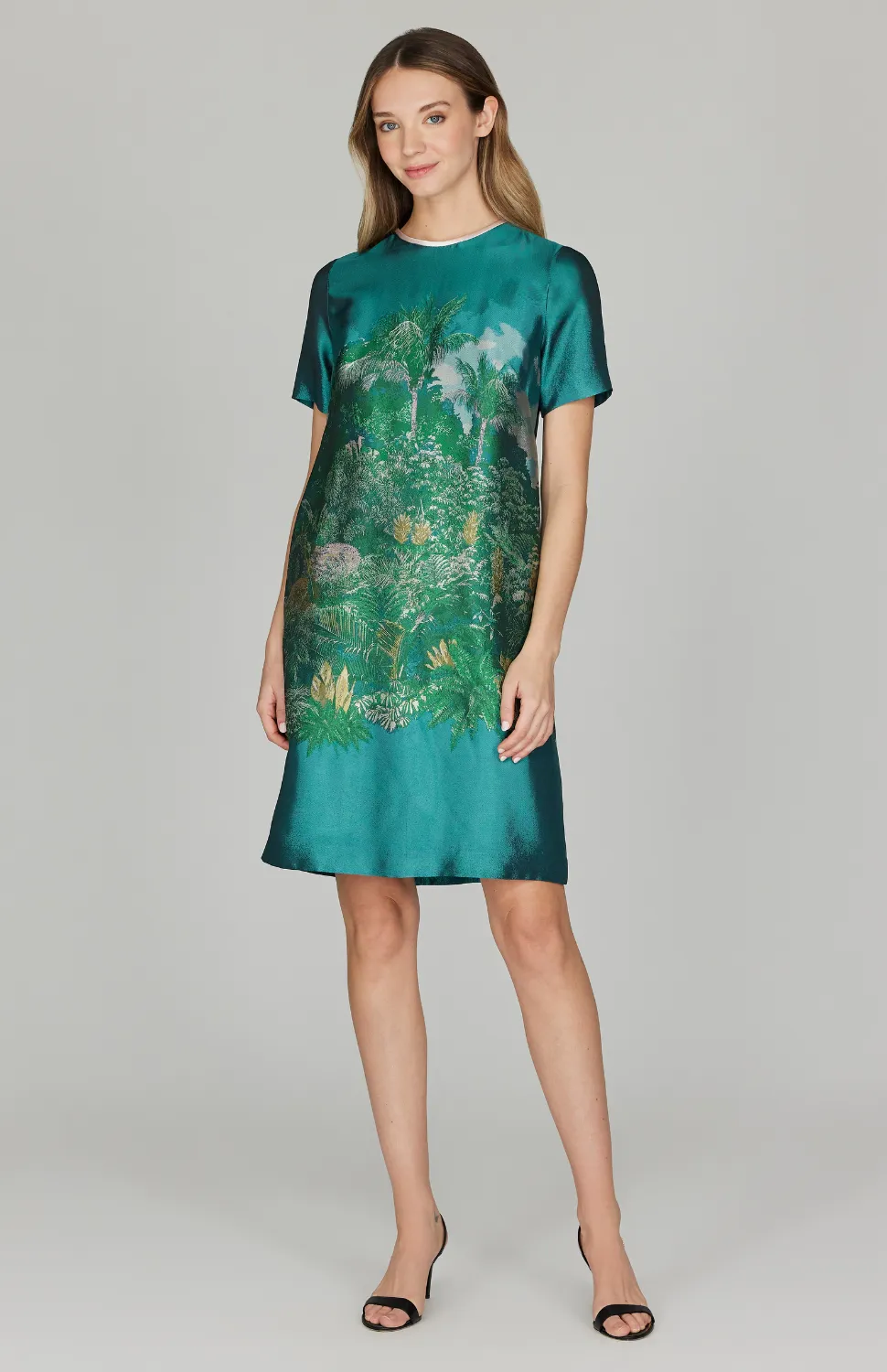 PREORDER Rainforest Jacquard Short Shift Dress