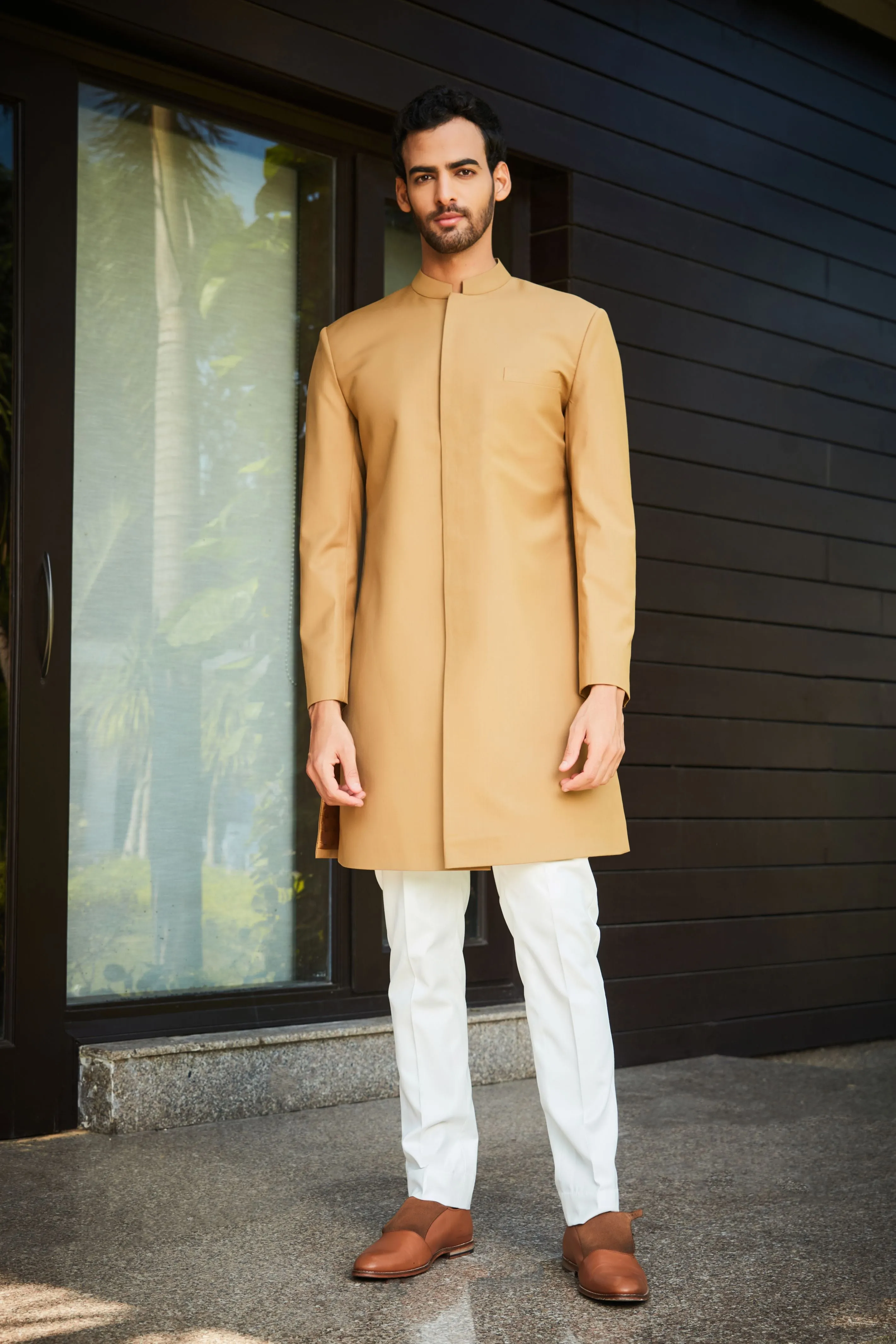 Prit- Beige Achkan set