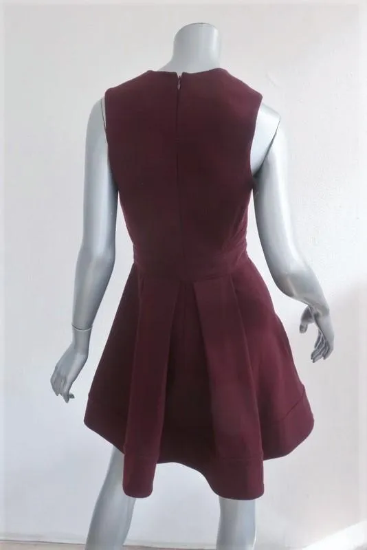 Proenza Schouler Dress Burgundy Wool-Blend Size 4 Sleeveless Fit & Flare Mini