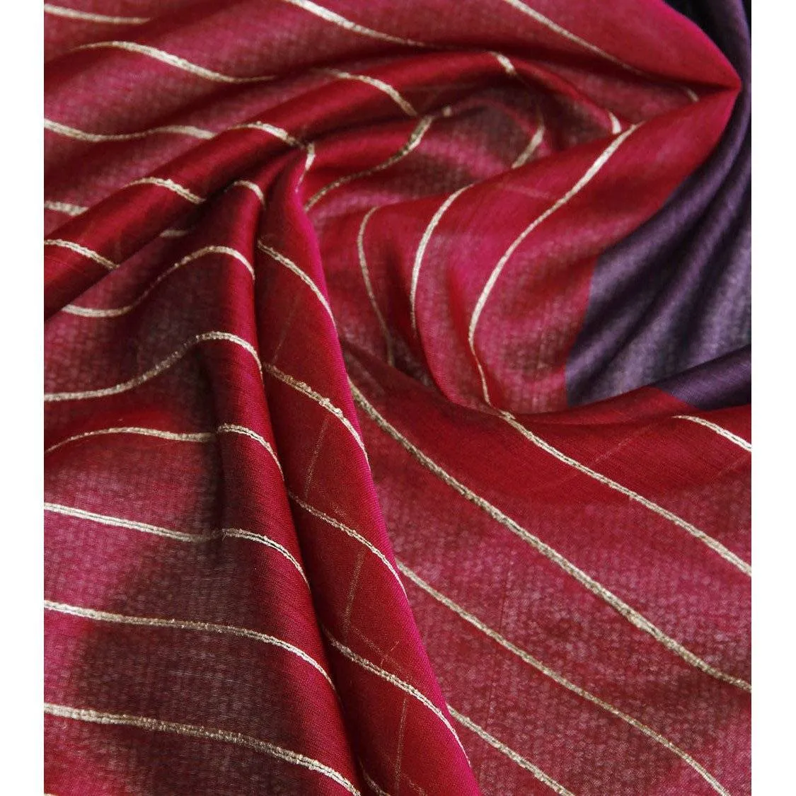 Purple Handloom Cotton Silk Saree