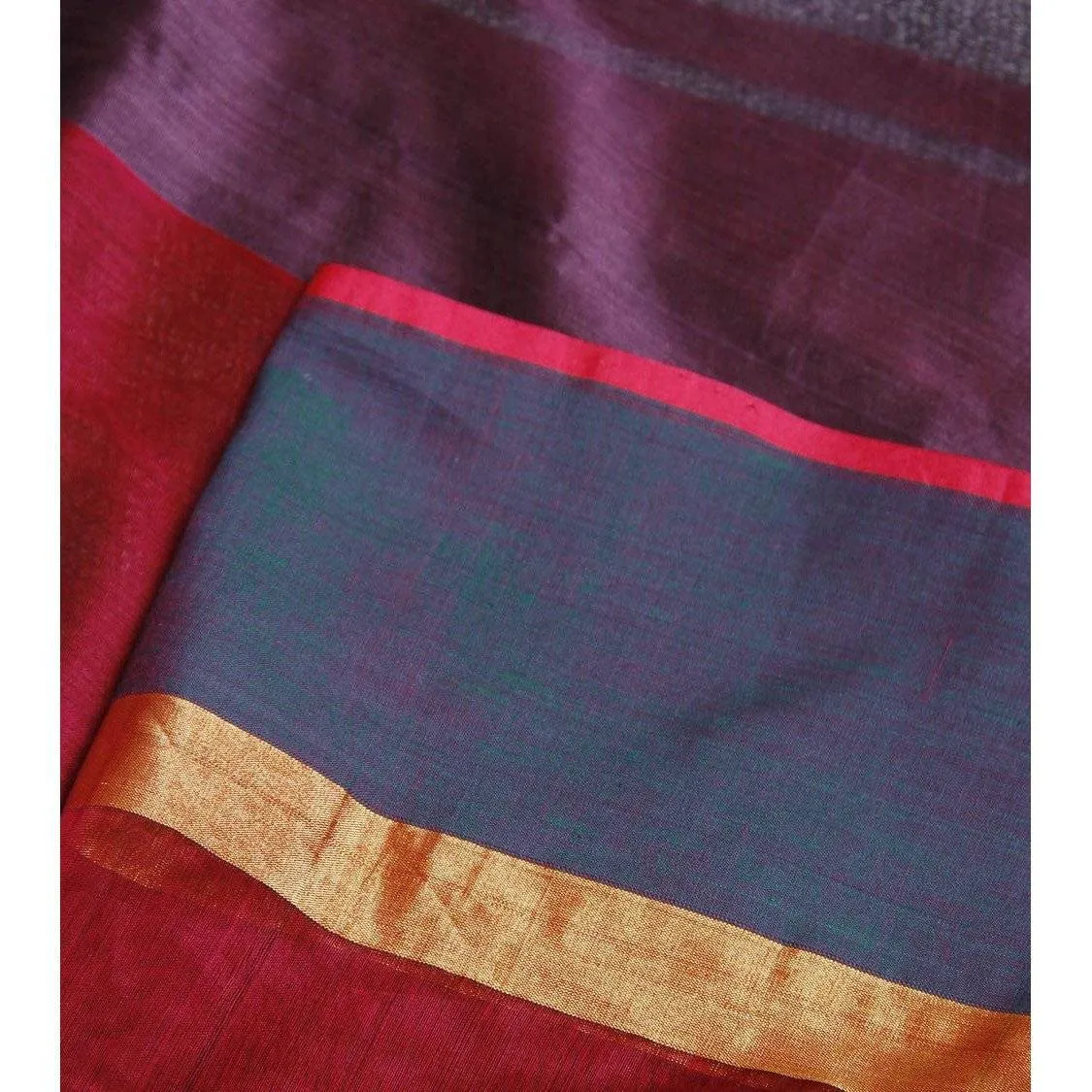 Purple Handloom Cotton Silk Saree