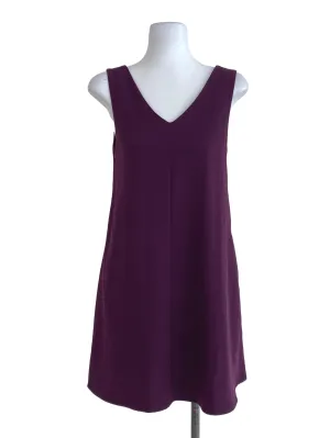 Purple V Neck Shift Dress