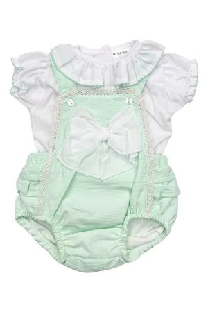 "Maisie" Mint Dungaree Romper Set