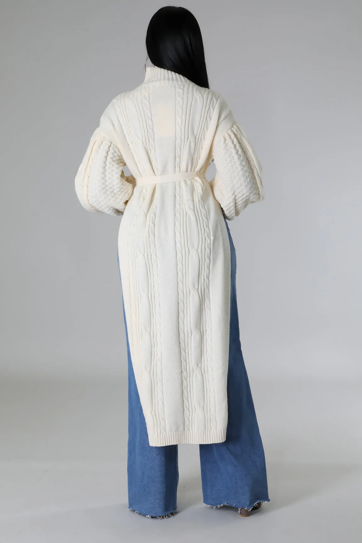 "Parie Babe" Turtleneck Long Top - Ivory