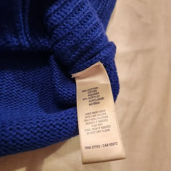 Rafaella Blue Cowl Neck Sweater with Textured Knit