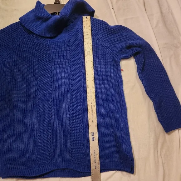 Rafaella Blue Cowl Neck Sweater with Textured Knit