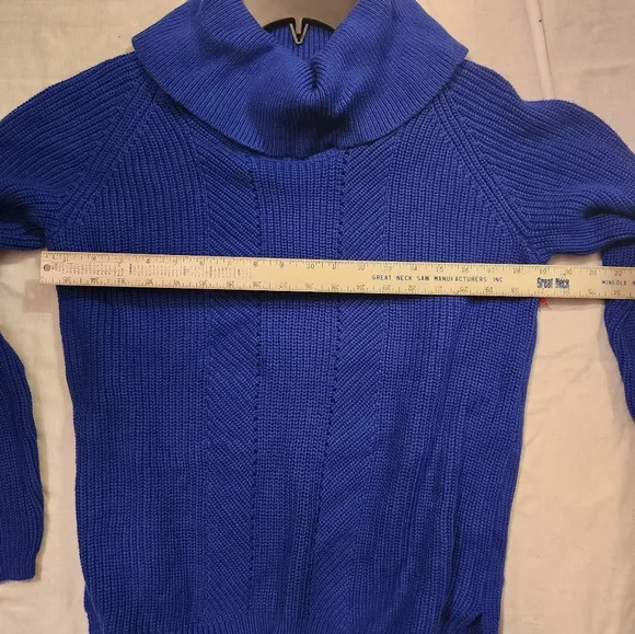 Rafaella Blue Cowl Neck Sweater with Textured Knit