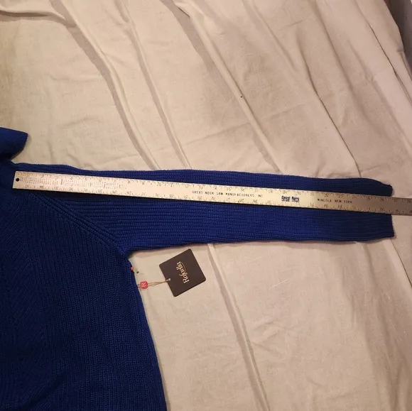 Rafaella Blue Cowl Neck Sweater with Textured Knit