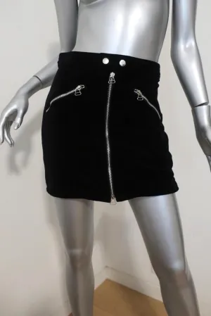 Rag & Bone Mini Skirt Racer Black Velvet Size 2 NEW