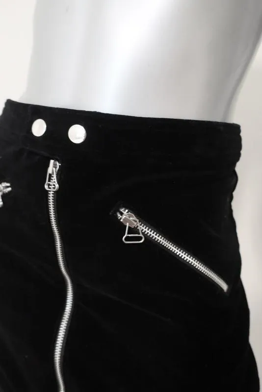 Rag & Bone Mini Skirt Racer Black Velvet Size 2 NEW