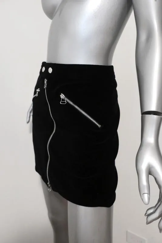 Rag & Bone Mini Skirt Racer Black Velvet Size 2 NEW