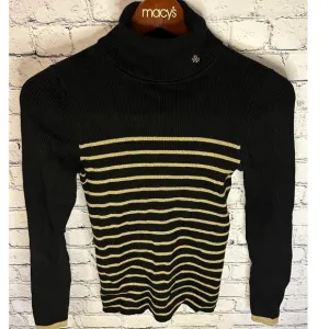 Ralph Lauren Black Gold Stripped Turtleneck Sweater size Medium