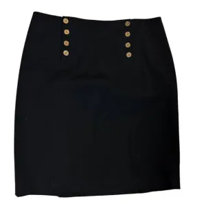 Ralph Lauren Green Label Black pencil skirt with gold buttons. Size 14