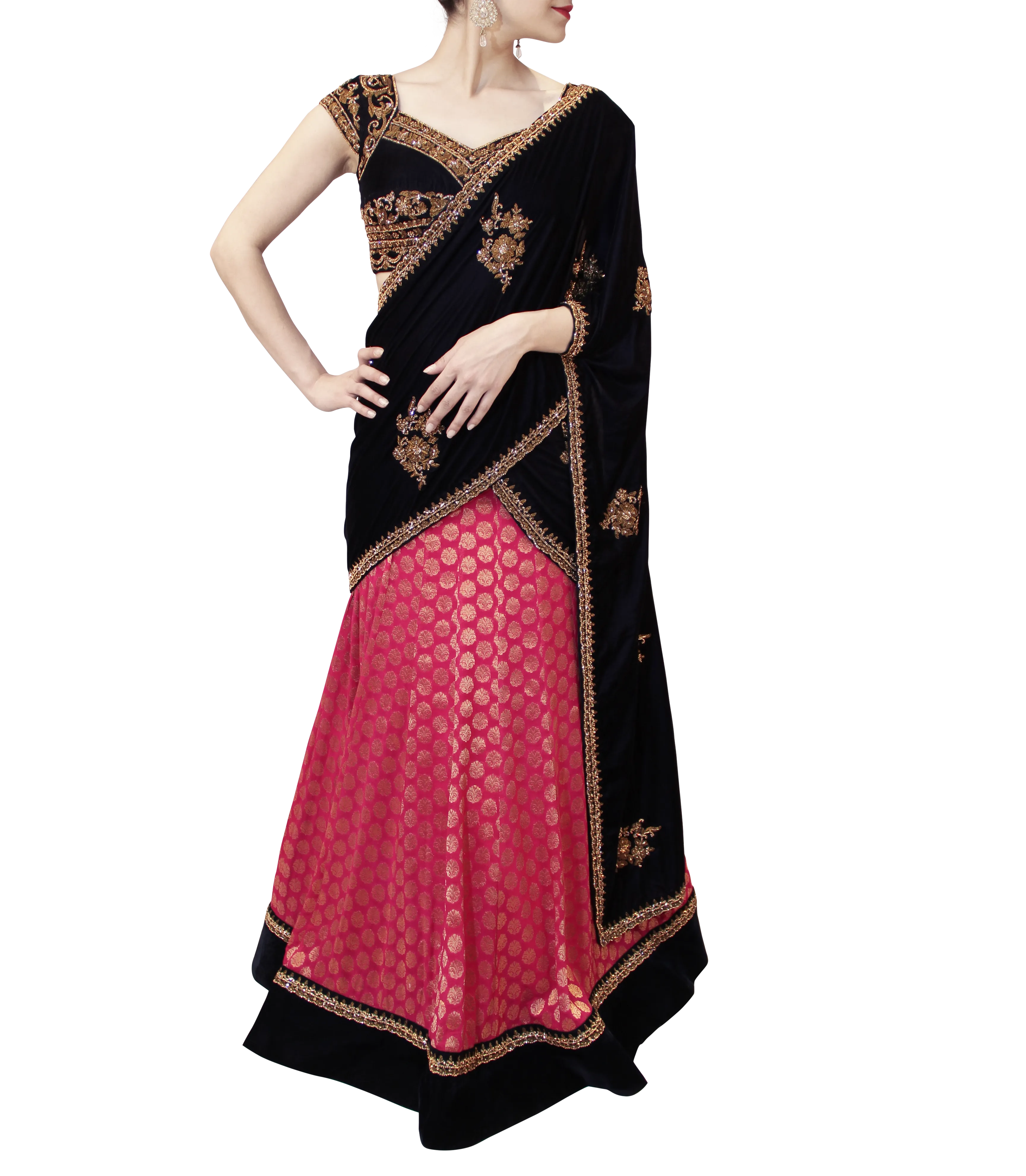 RANI AND BLUE LEHENGA SAREE