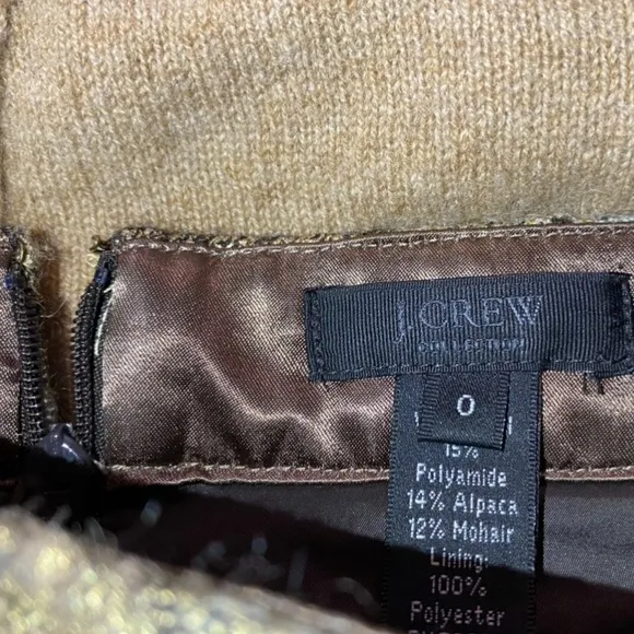 RARE J.CREW COLLECTION GOLD PLAID PENCIL SKIRT VIRGIN WOOL ALPACA MOHAIR BLAND