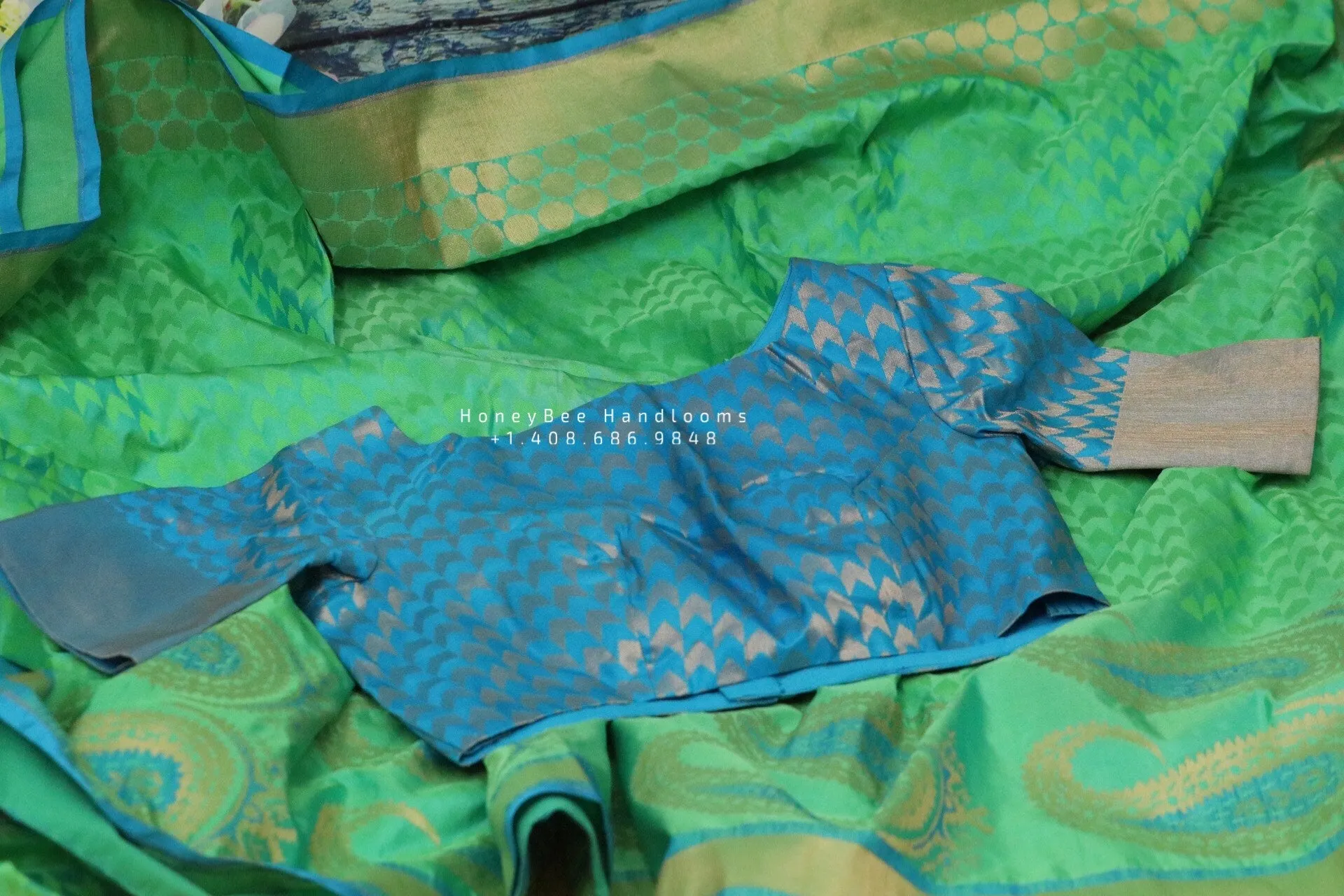 Raw mango saree inspired,Lyte weight Sarees online,South Indian Sarees,Pure Banaras Sarees,Saree Stitched Blouse,saree,Banaras silk- NIHIRA