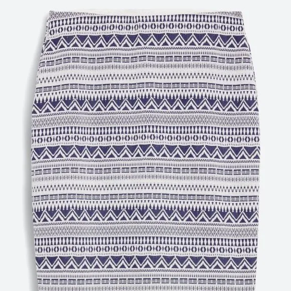 RD Style Adele Printed Pencil Skirt, Navy &amp; Wht, L