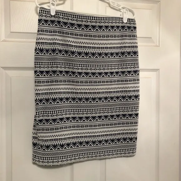 RD Style Adele Printed Pencil Skirt, Navy &amp; Wht, L