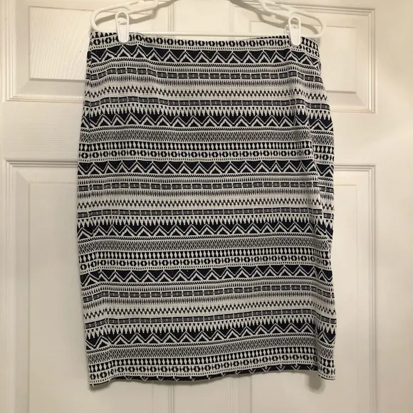 RD Style Adele Printed Pencil Skirt, Navy &amp; Wht, L