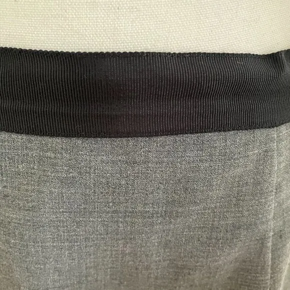 REBECCA TAYLOR Charcoal Gray 43% Virgin Wool Black Lace Hem Pencil Skirt Sz 8