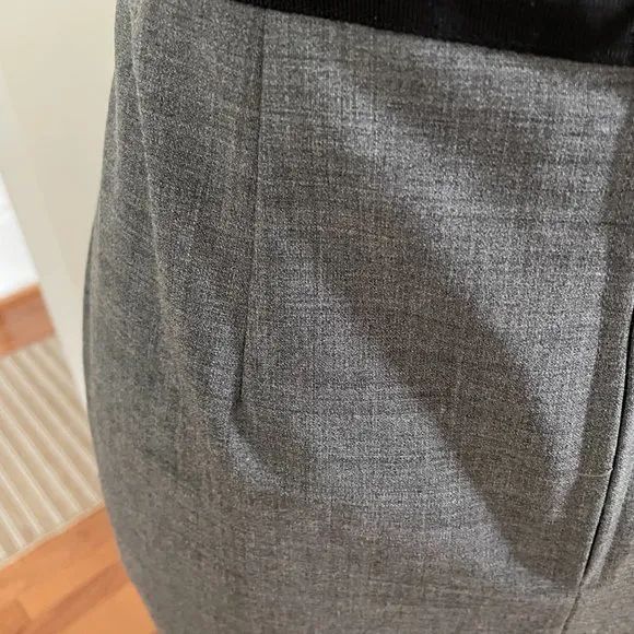 REBECCA TAYLOR Charcoal Gray 43% Virgin Wool Black Lace Hem Pencil Skirt Sz 8