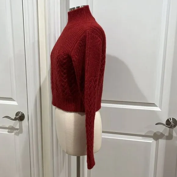 Rebecca Taylor Chainette Alpaca/Wool Blend Turtleneck Sweater in Red Medium