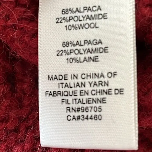 Rebecca Taylor Chainette Alpaca/Wool Blend Turtleneck Sweater in Red Medium