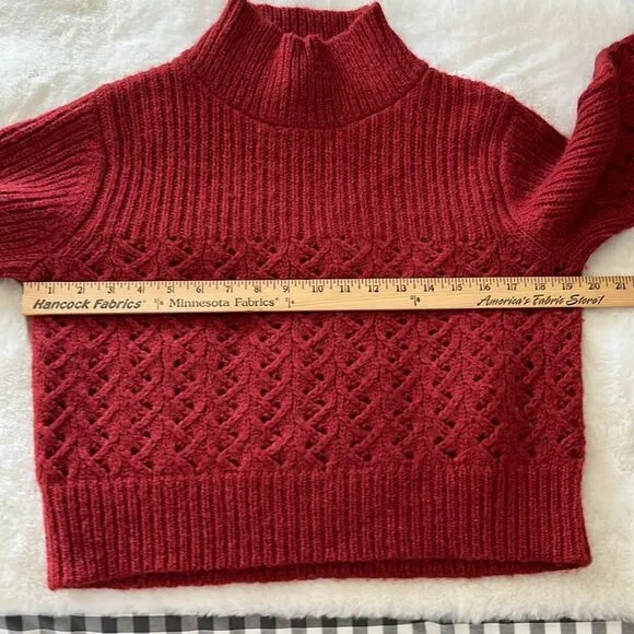 Rebecca Taylor Chainette Alpaca/Wool Blend Turtleneck Sweater in Red Medium