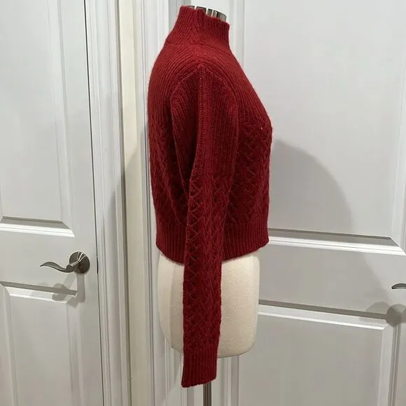 Rebecca Taylor Chainette Alpaca/Wool Blend Turtleneck Sweater in Red Medium