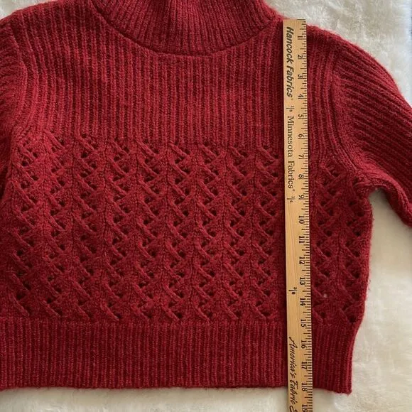 Rebecca Taylor Chainette Alpaca/Wool Blend Turtleneck Sweater in Red Medium