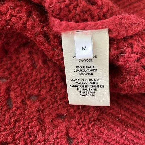 Rebecca Taylor Chainette Alpaca/Wool Blend Turtleneck Sweater in Red Medium