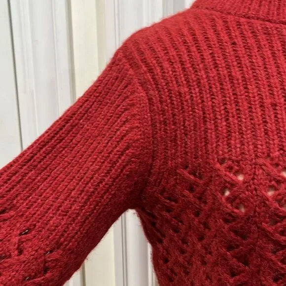 Rebecca Taylor Chainette Alpaca/Wool Blend Turtleneck Sweater in Red Medium