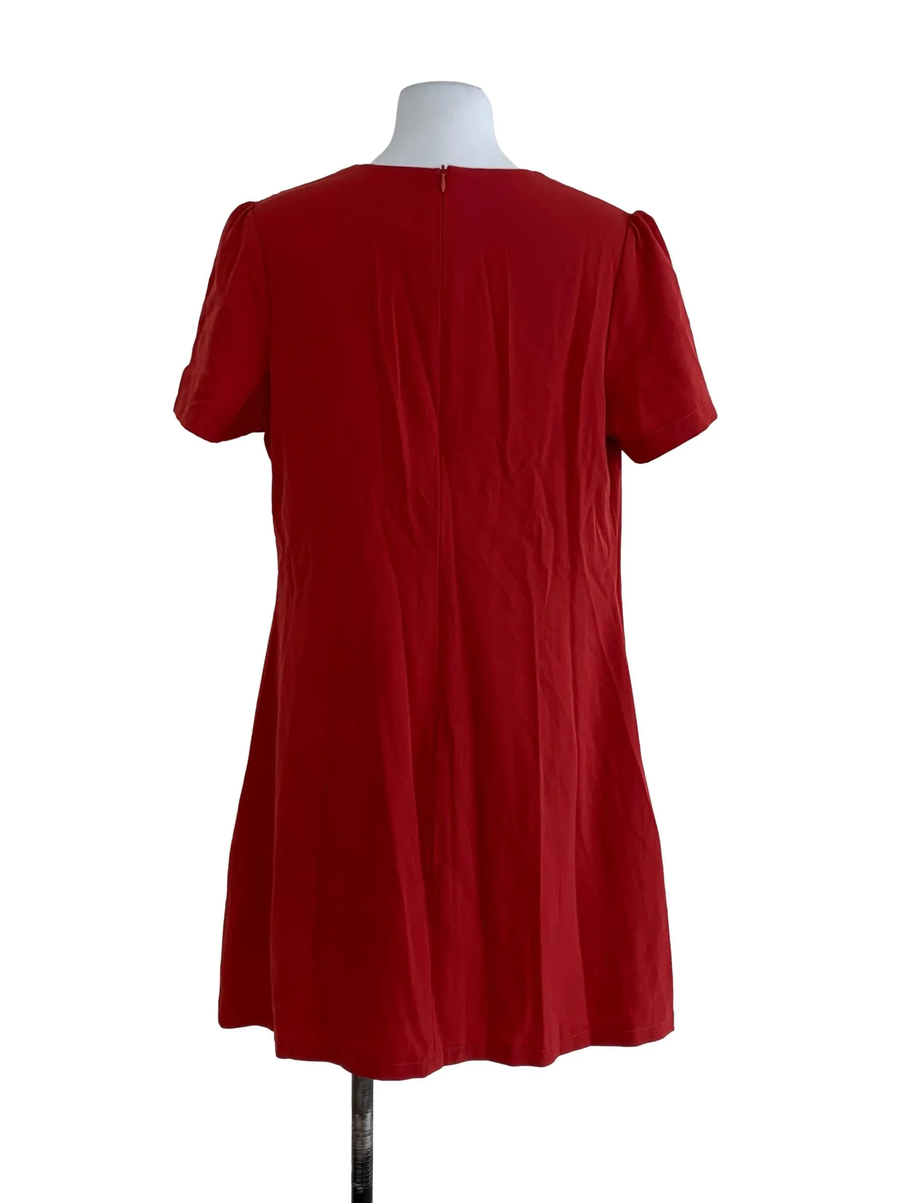 Red Plain Shift Dress