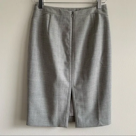 Reiss Luna Pencil Midi Skirt wool blend light gray