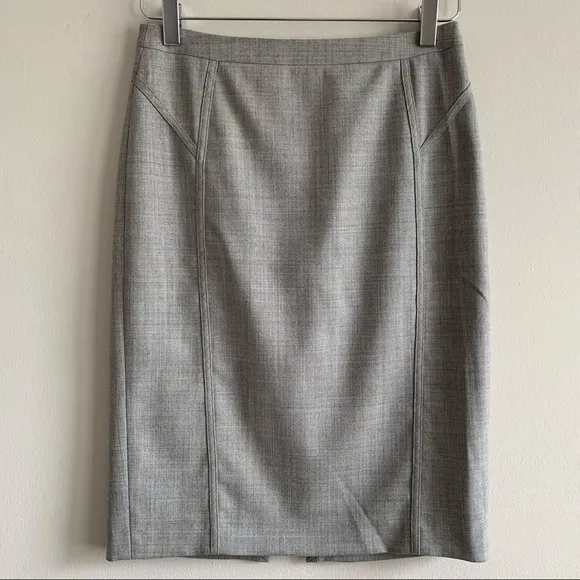 Reiss Luna Pencil Midi Skirt wool blend light gray