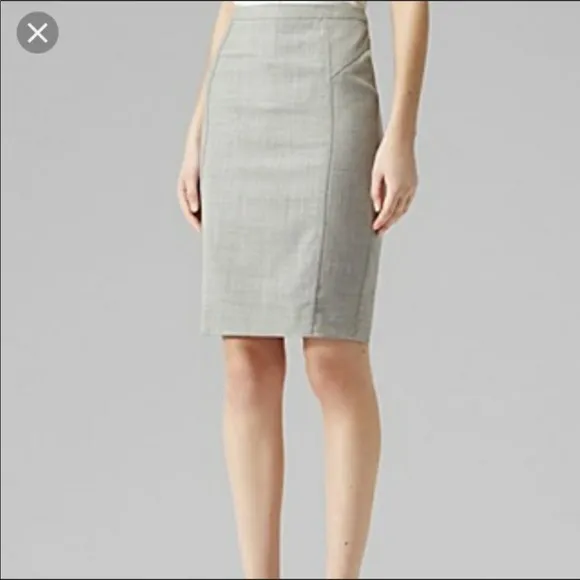 Reiss Luna Pencil Midi Skirt wool blend light gray