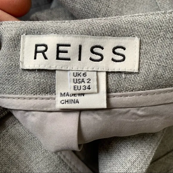 Reiss Luna Pencil Midi Skirt wool blend light gray