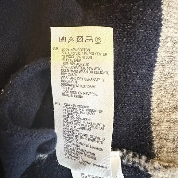 REISS Turtleneck Sweater Women XS Gray Melange Tunic Side Pockets Cozy Cabin