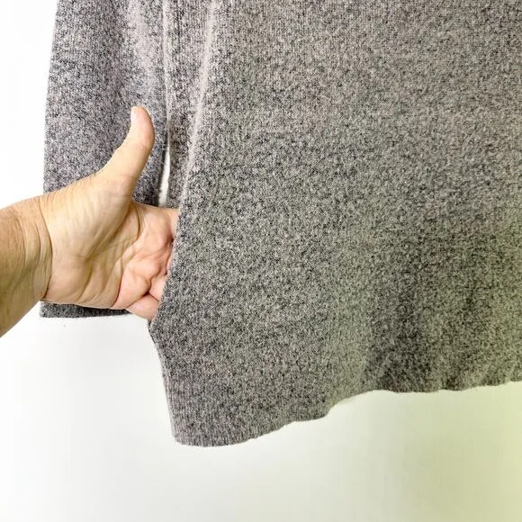 REISS Turtleneck Sweater Women XS Gray Melange Tunic Side Pockets Cozy Cabin
