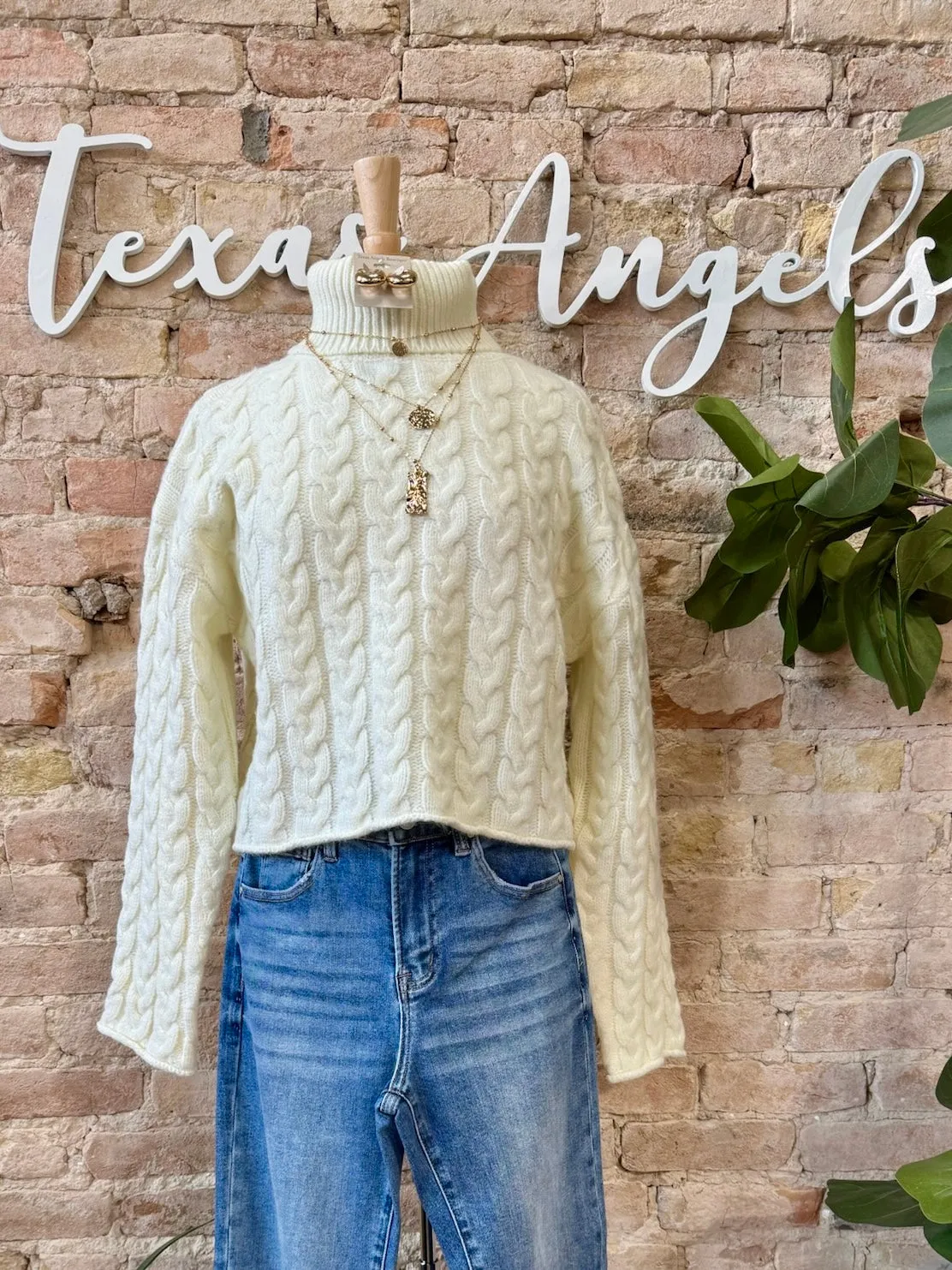 RESTOCK Wishful Thinking Ivory Turtleneck Sweater