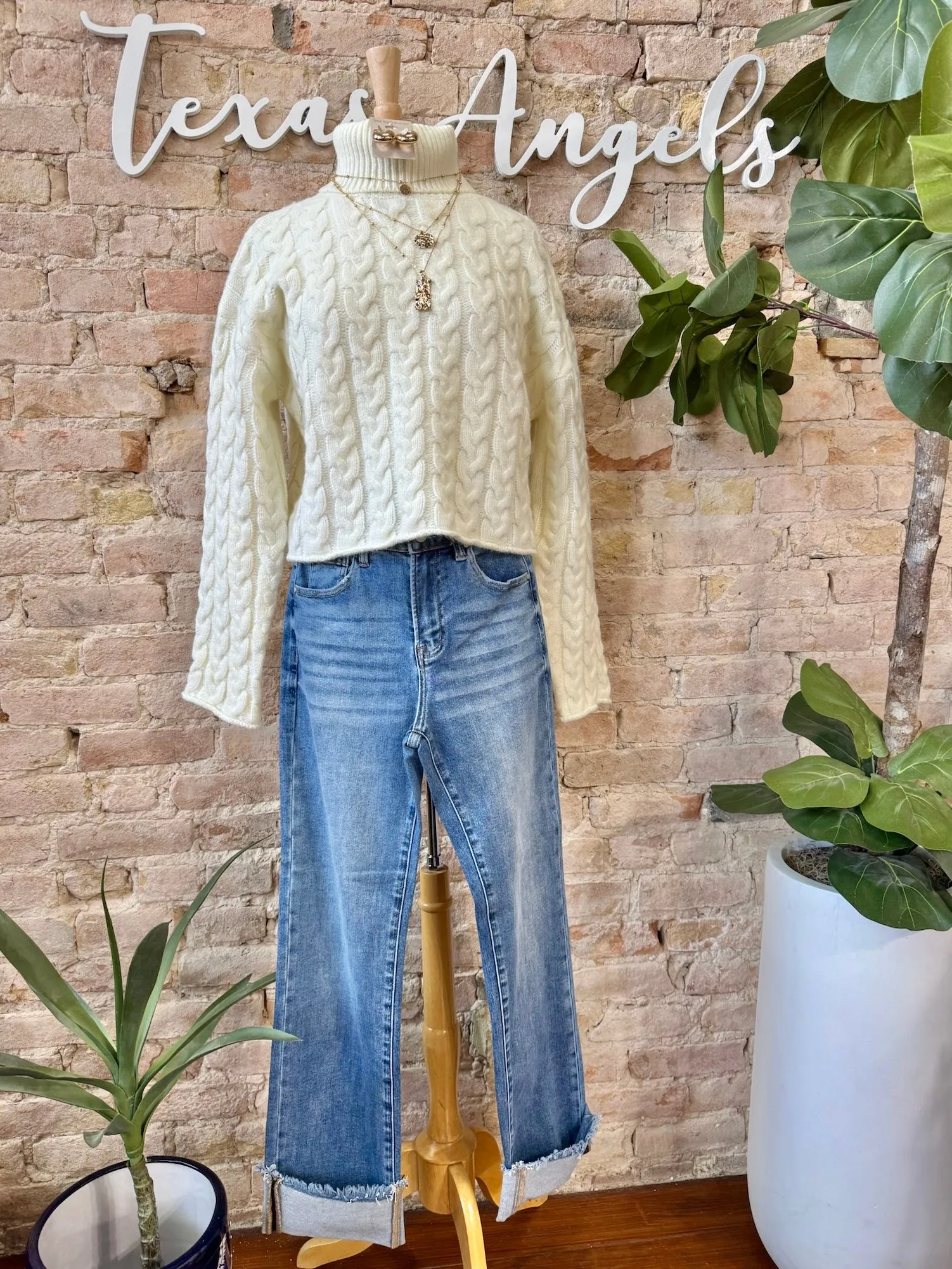 RESTOCK Wishful Thinking Ivory Turtleneck Sweater