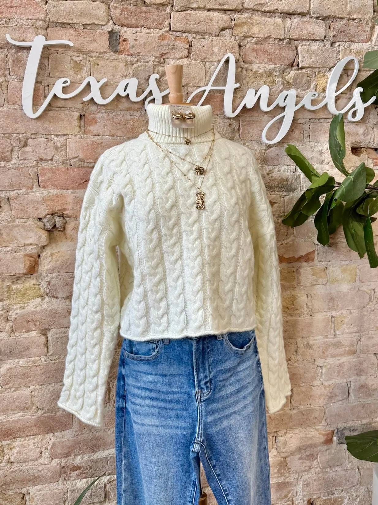 RESTOCK Wishful Thinking Ivory Turtleneck Sweater