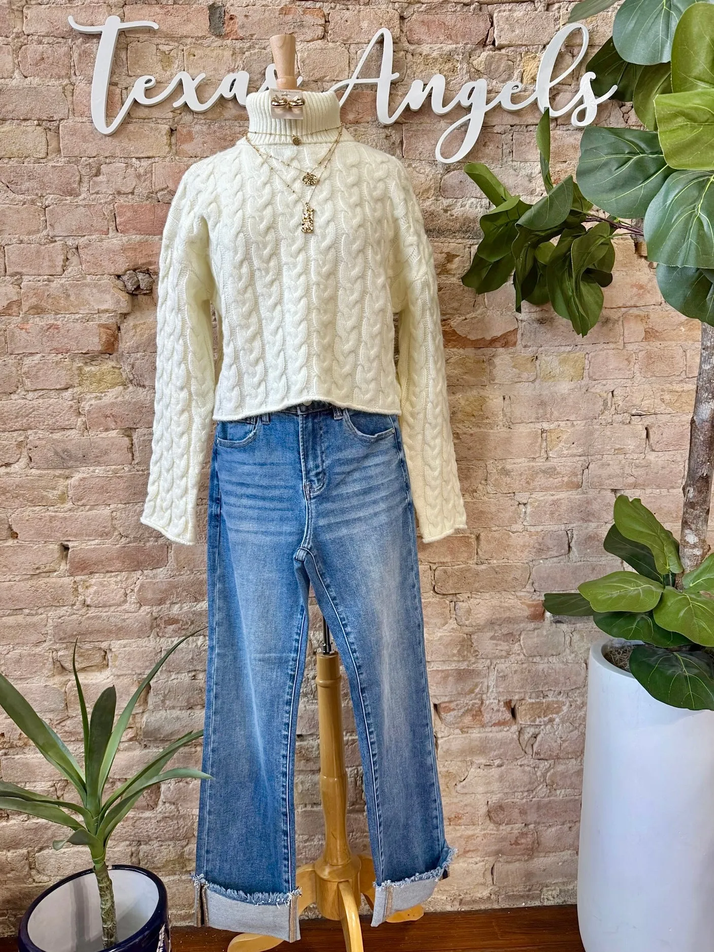 RESTOCK Wishful Thinking Ivory Turtleneck Sweater