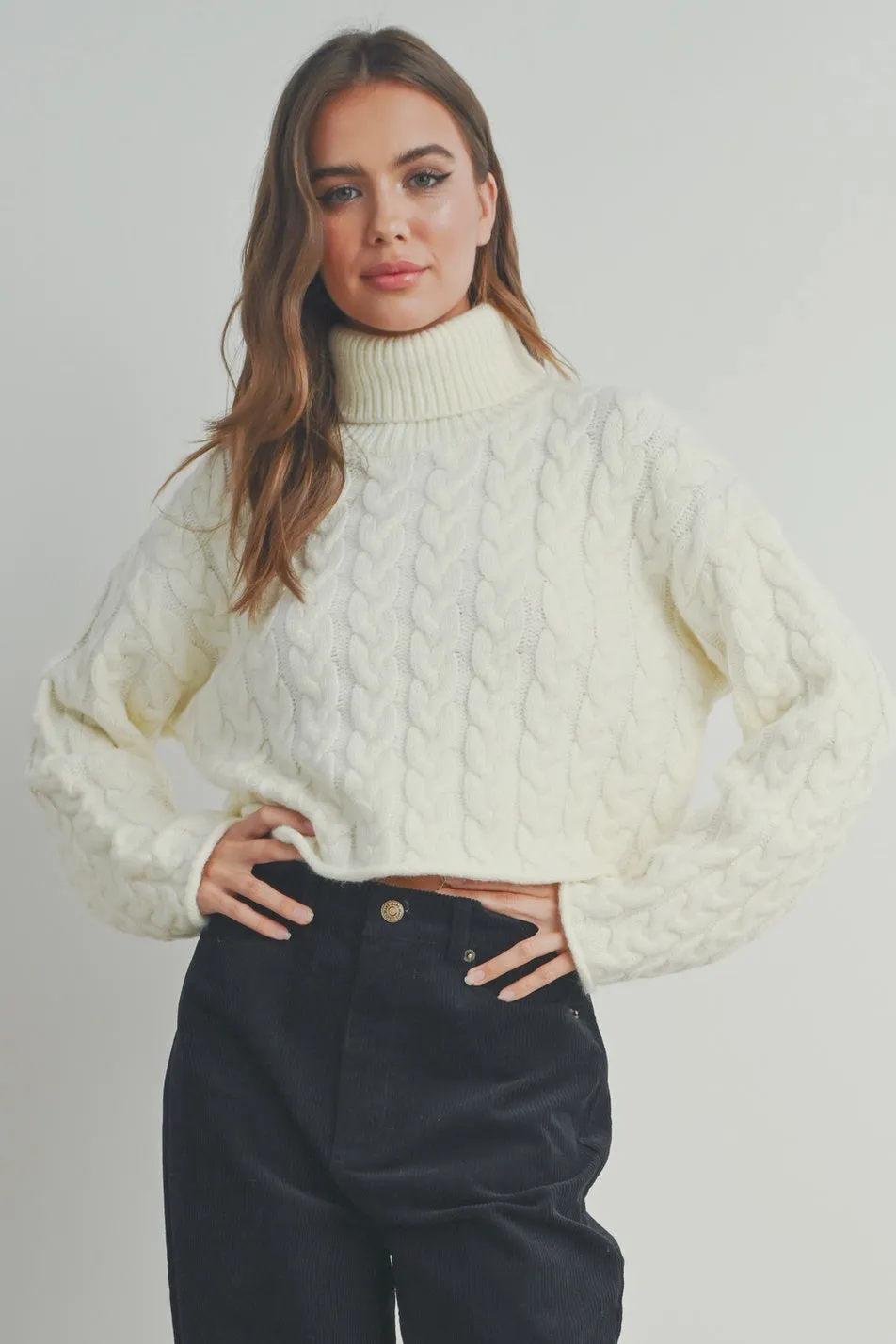 RESTOCK Wishful Thinking Ivory Turtleneck Sweater