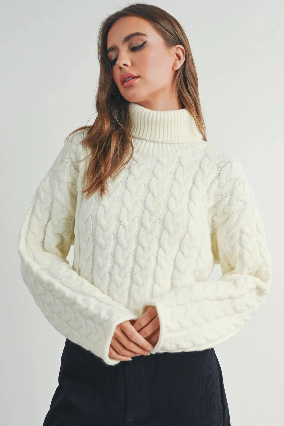 RESTOCK Wishful Thinking Ivory Turtleneck Sweater