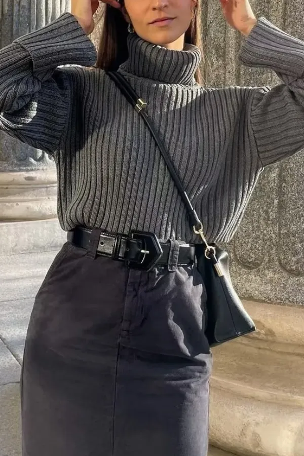 Ribbed Turtleneck Sweater