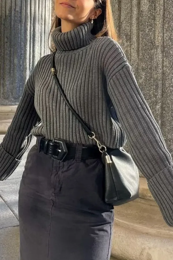 Ribbed Turtleneck Sweater