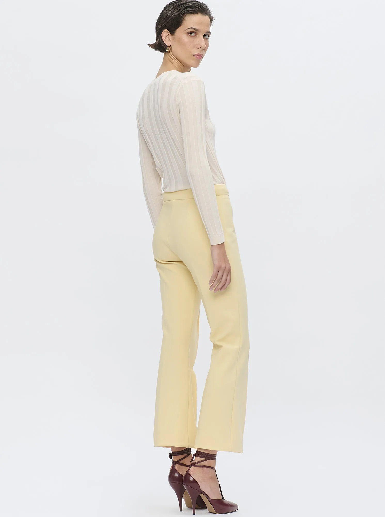 RIONE V-neck rib sweater Ivory